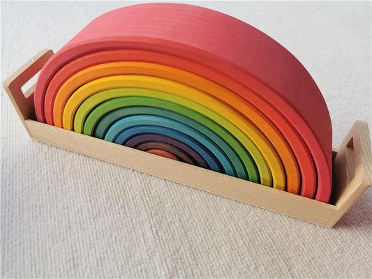 Rainbow Stacker - Hand-dyed lime wood 12 piece set