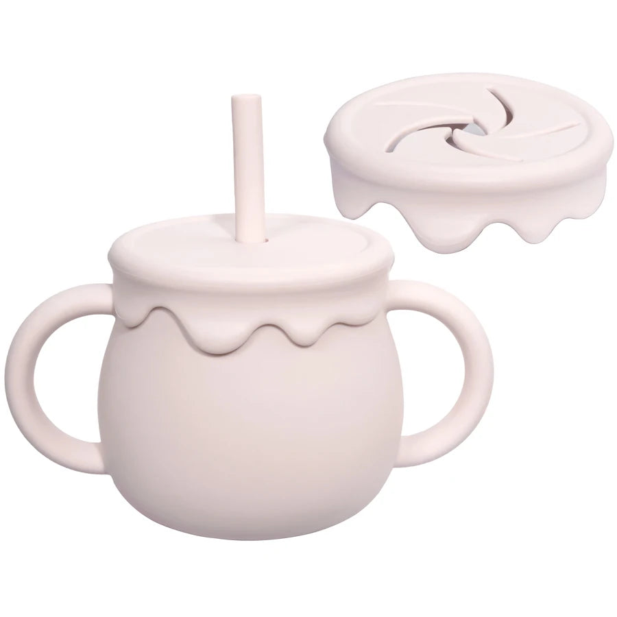 Silicone snack cup and sippy cup with straw