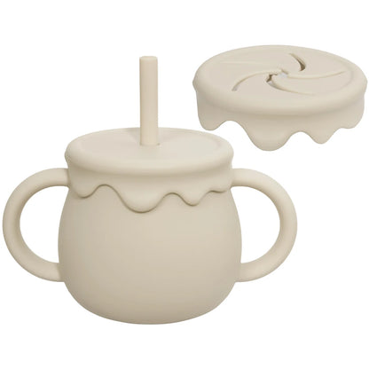 Silicone snack cup and sippy cup with straw